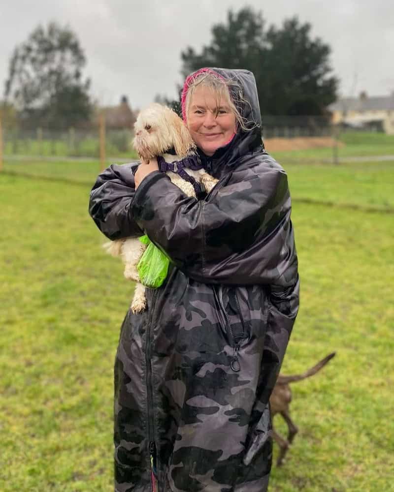 Sarah from Golden Paws Essex dog boarding in the rain Sarah from Golden Paws Essex dog boarding in the rain